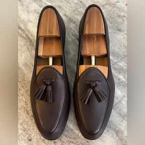 Baudoin and Lange Sagan Tassel Brown Deerskin Loafers Size 44 (US 11)